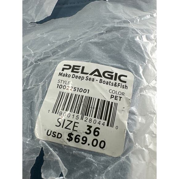 Pelagic Men's Petro Blue Boats & Fish Mako Deep Sea Shorts Size 36 - Picture 2 of 7